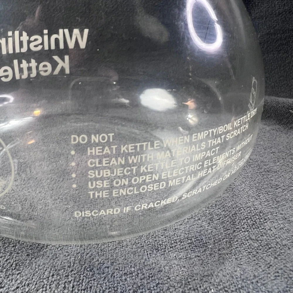 Medelco Cafe Brew Whistling Kettle Schott Duran Glass 12 Cup WK112 Germany Clear